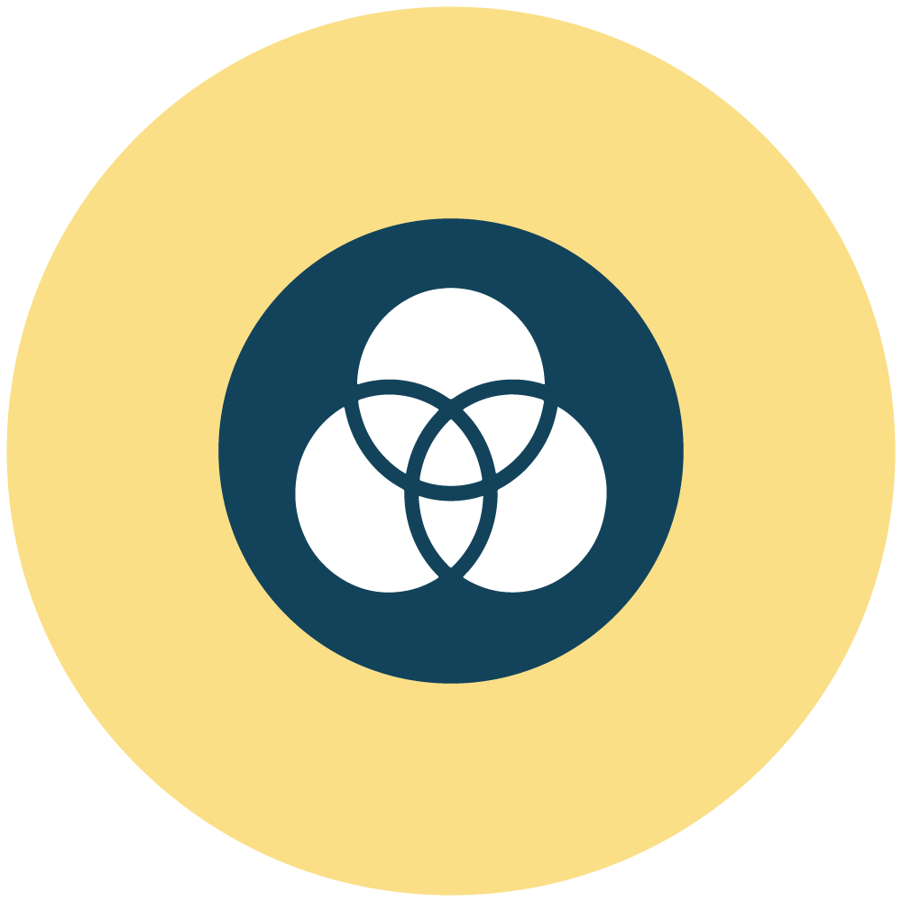 A highly personalized icon featuring three circles on a vibrant yellow background.