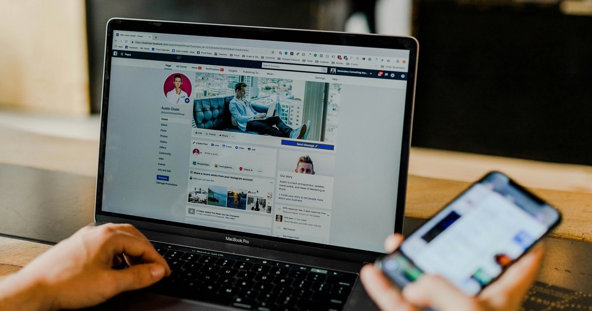 Person browsing through social media page showing personal brand